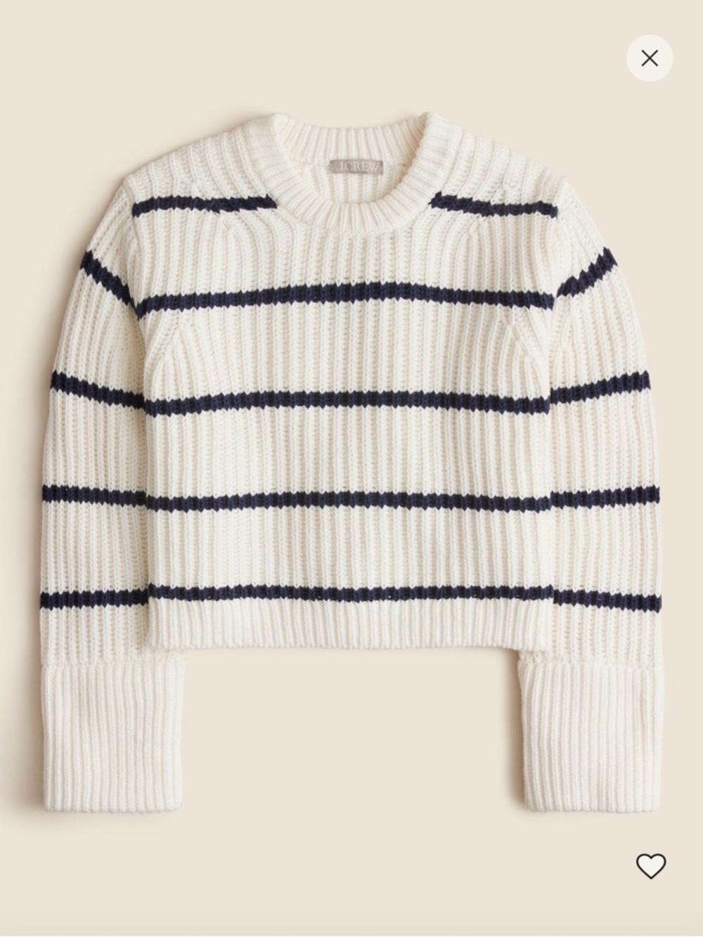 J. Crew Cream Sweater with Navy Stripes